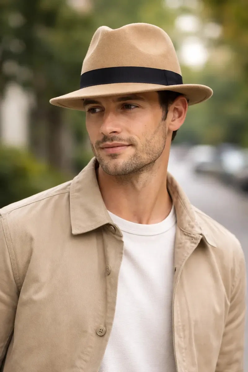 Sombrero Fedora de Fieltro Unisex Estilo Clásico Elegante- HE027