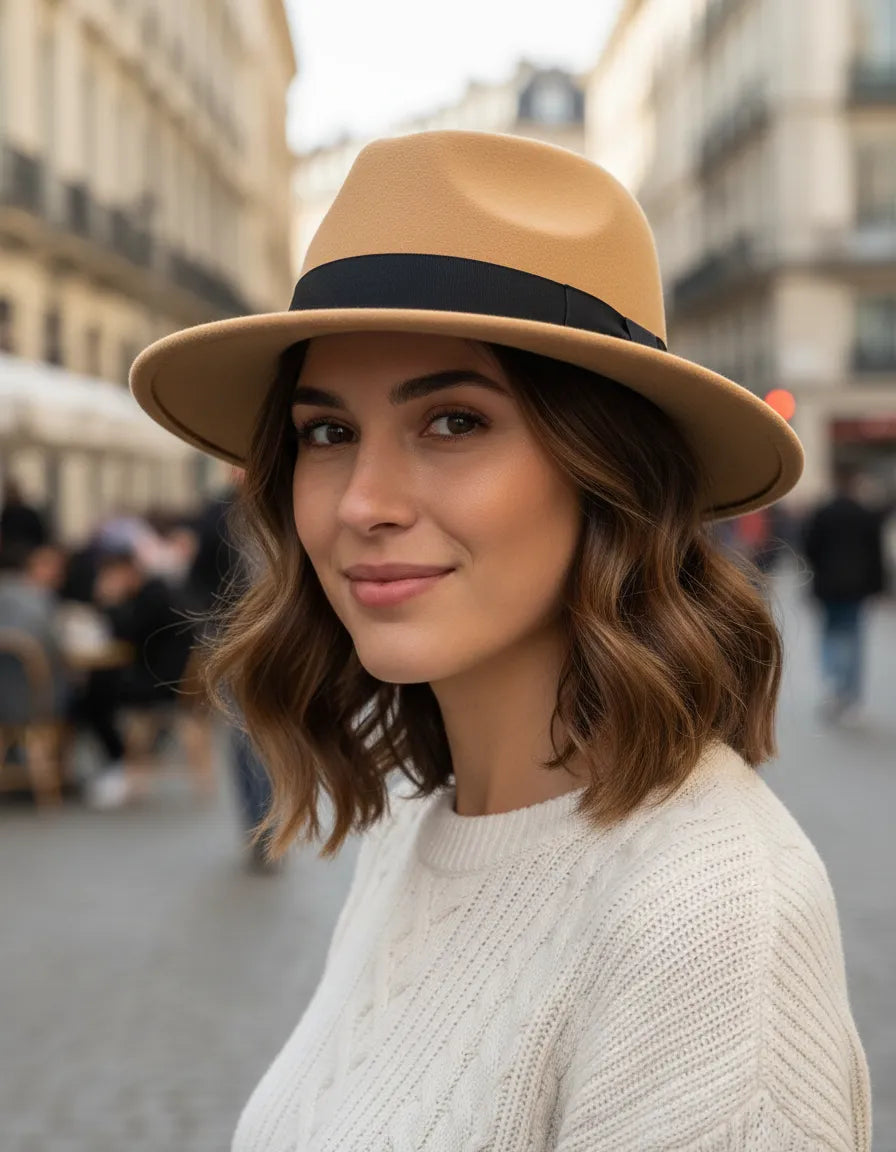 Sombrero Fedora de Fieltro Unisex Estilo Clásico Elegante- HE027