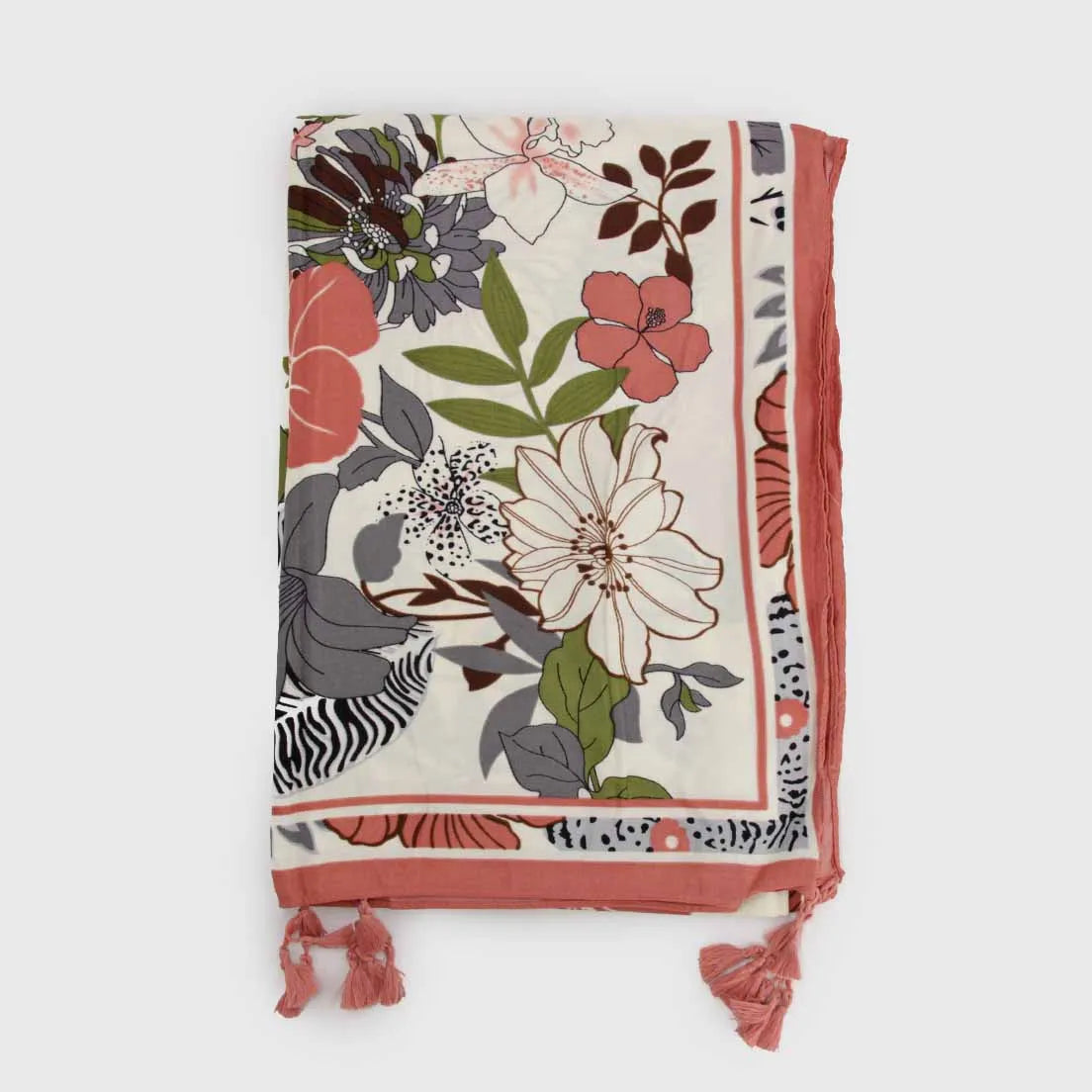 Pañuelo Estampado Tipo Pareo Largo Diseño Floreado 90x180 cm  - SLG042