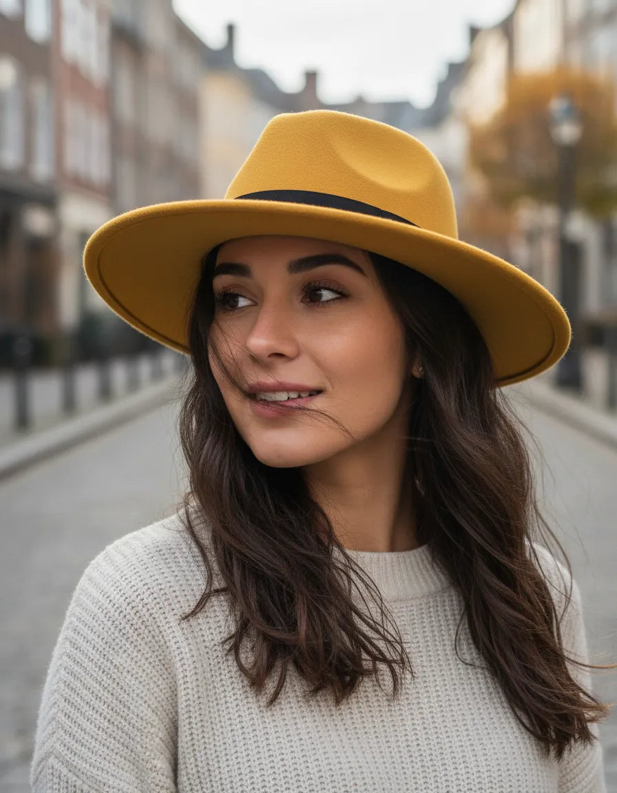 Sombrero Vaquero de Fieltro Mujer Estilo Cowboy HE-001