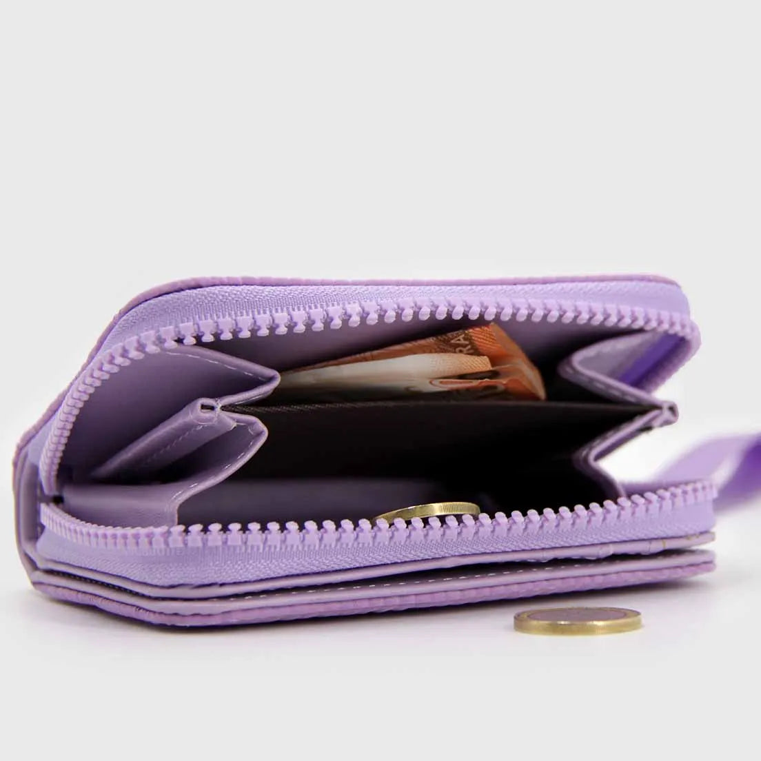 Billetera Monedero Acolchada con Strap Mujer Compacta - W082