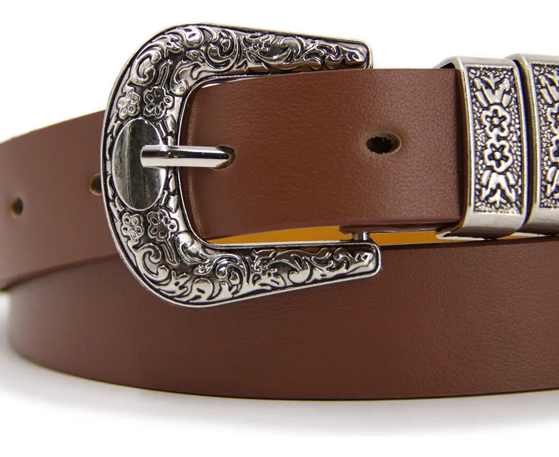 Cinturón Mujer Hebilla Vaquero Doble -B343