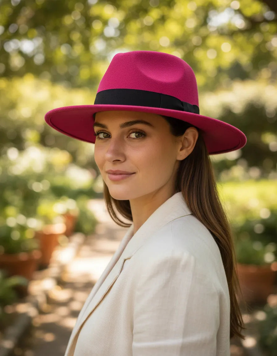 Sombrero Vaquero de Fieltro Mujer Estilo Cowboy HE-001
