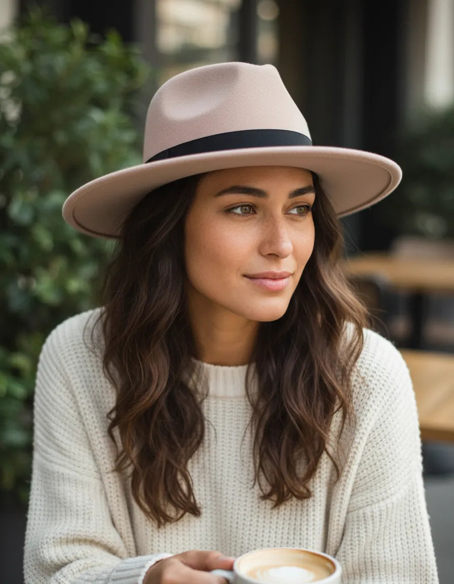 Sombrero Vaquero de Fieltro Mujer Estilo Cowboy HE-001