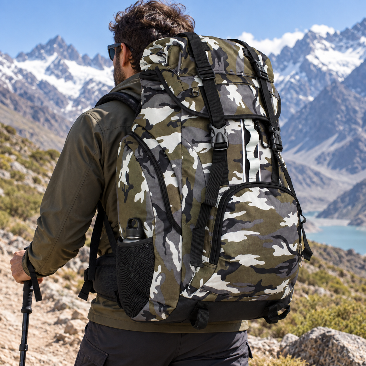 Mochila Trekking Militar Camping Impermeable 60L -5518