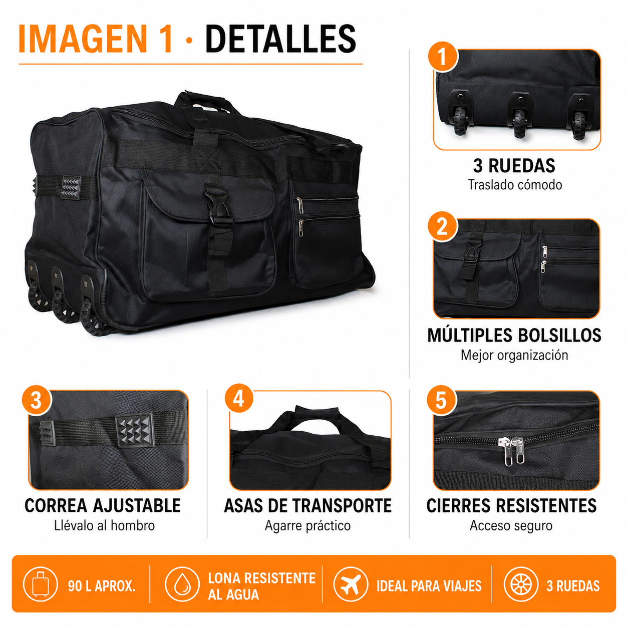 Bolso con Ruedas 90L Grande 1109B