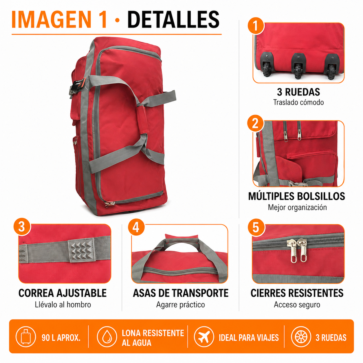 Bolso con Ruedas 90L Grande 1109B