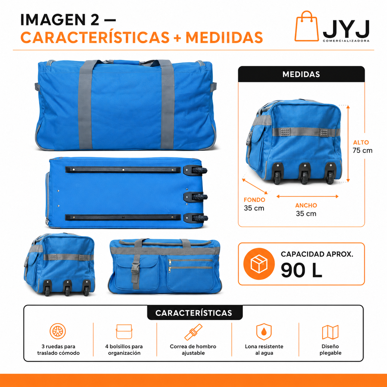 Bolso con Ruedas 90L Grande 1109B