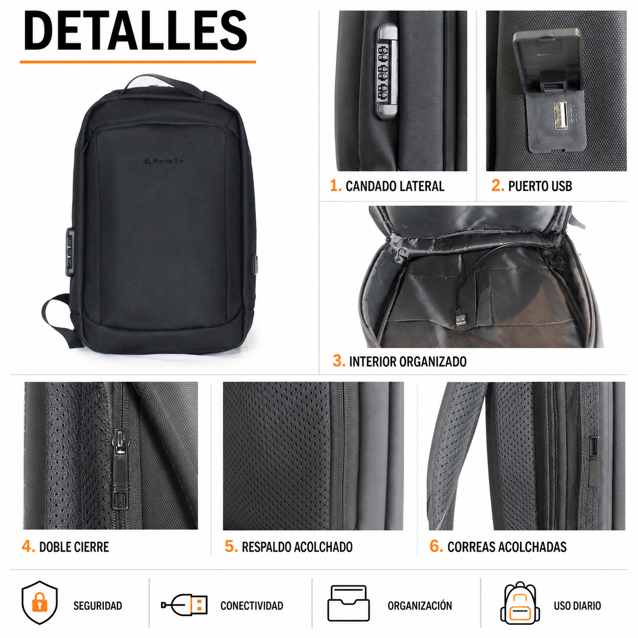 Mochila Antirrobo 25L Porta Notebook 2403