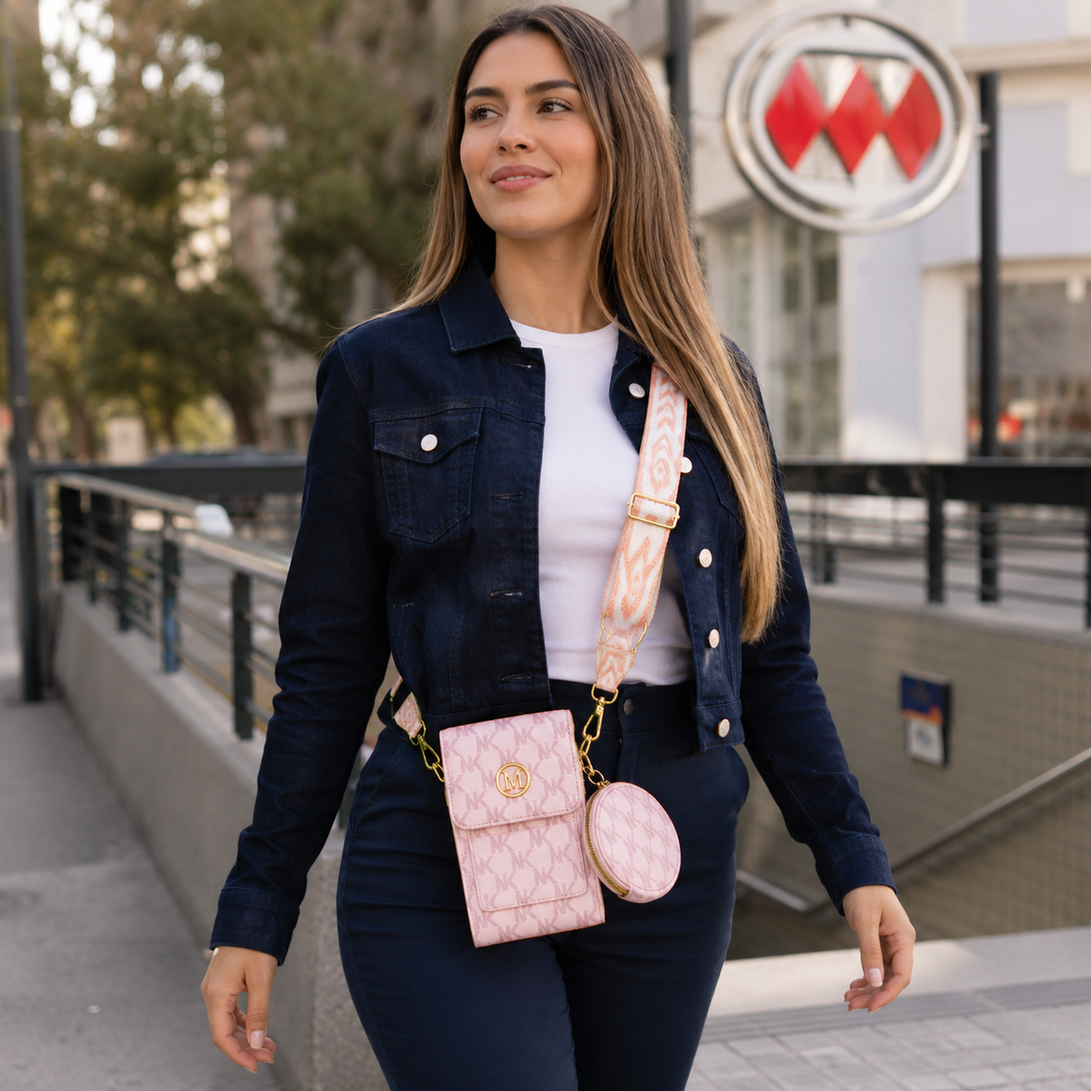 Bandolera Mujer con Monedero Removible y Correa Ancha JJ021