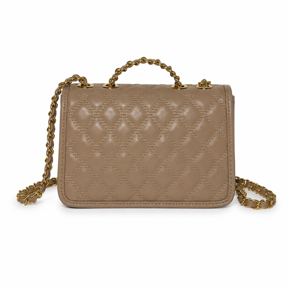 Cartera Crossbody Mujer Acolchada con Broche Dorado y Cadena - JJ1237