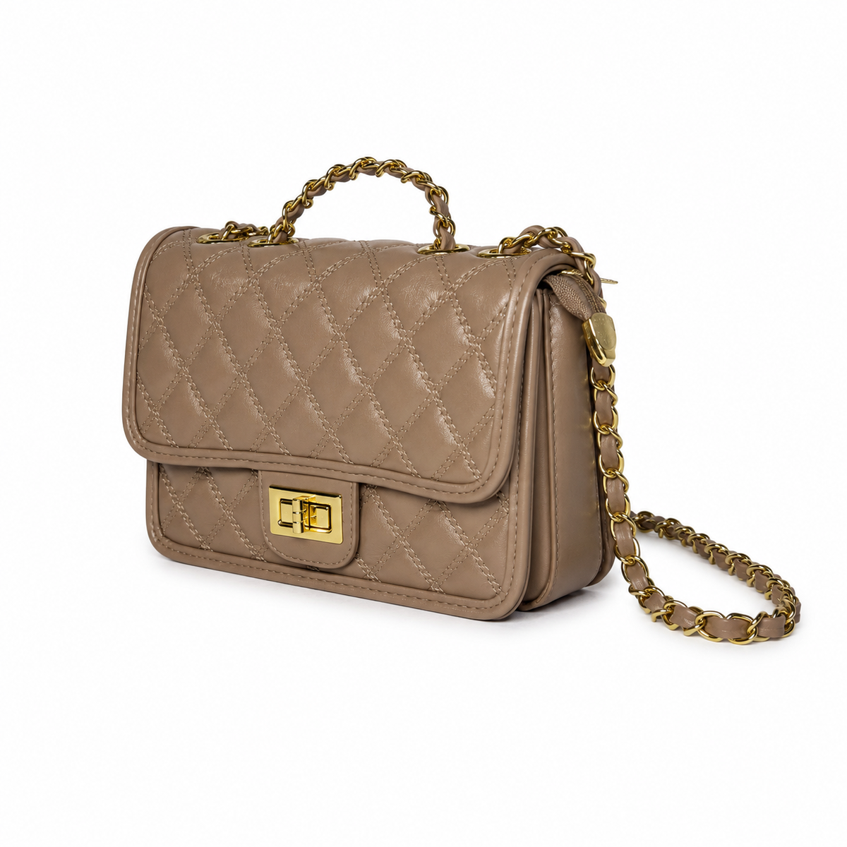 Cartera Crossbody Mujer Acolchada con Broche Dorado y Cadena - JJ1237