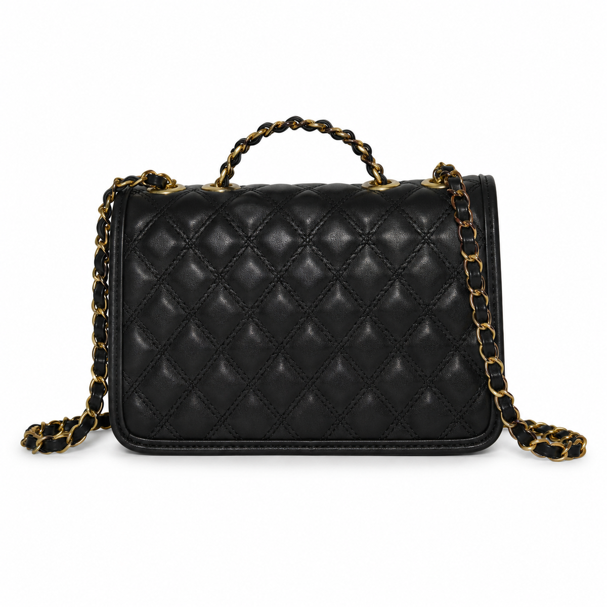 Cartera Crossbody Mujer Acolchada con Broche Dorado y Cadena - JJ1237
