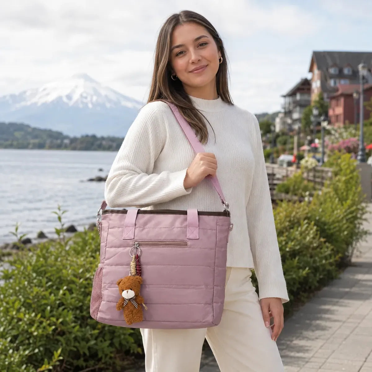 Bolso Tote Mujer Grande con Charm y Correa Removible 14L JJ260301