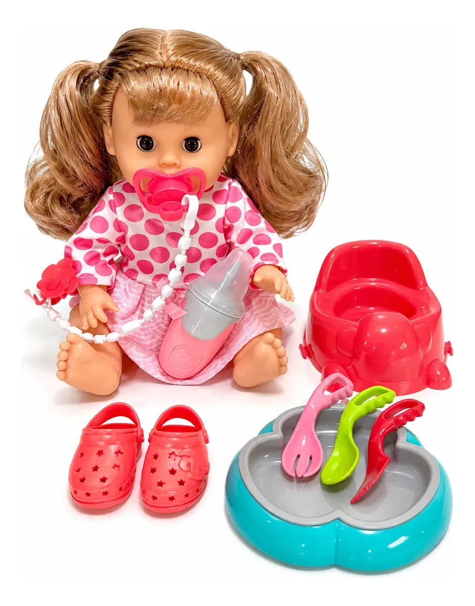 Muñeca Bebé con Set de Alimentación y Cuidado con Sonidos